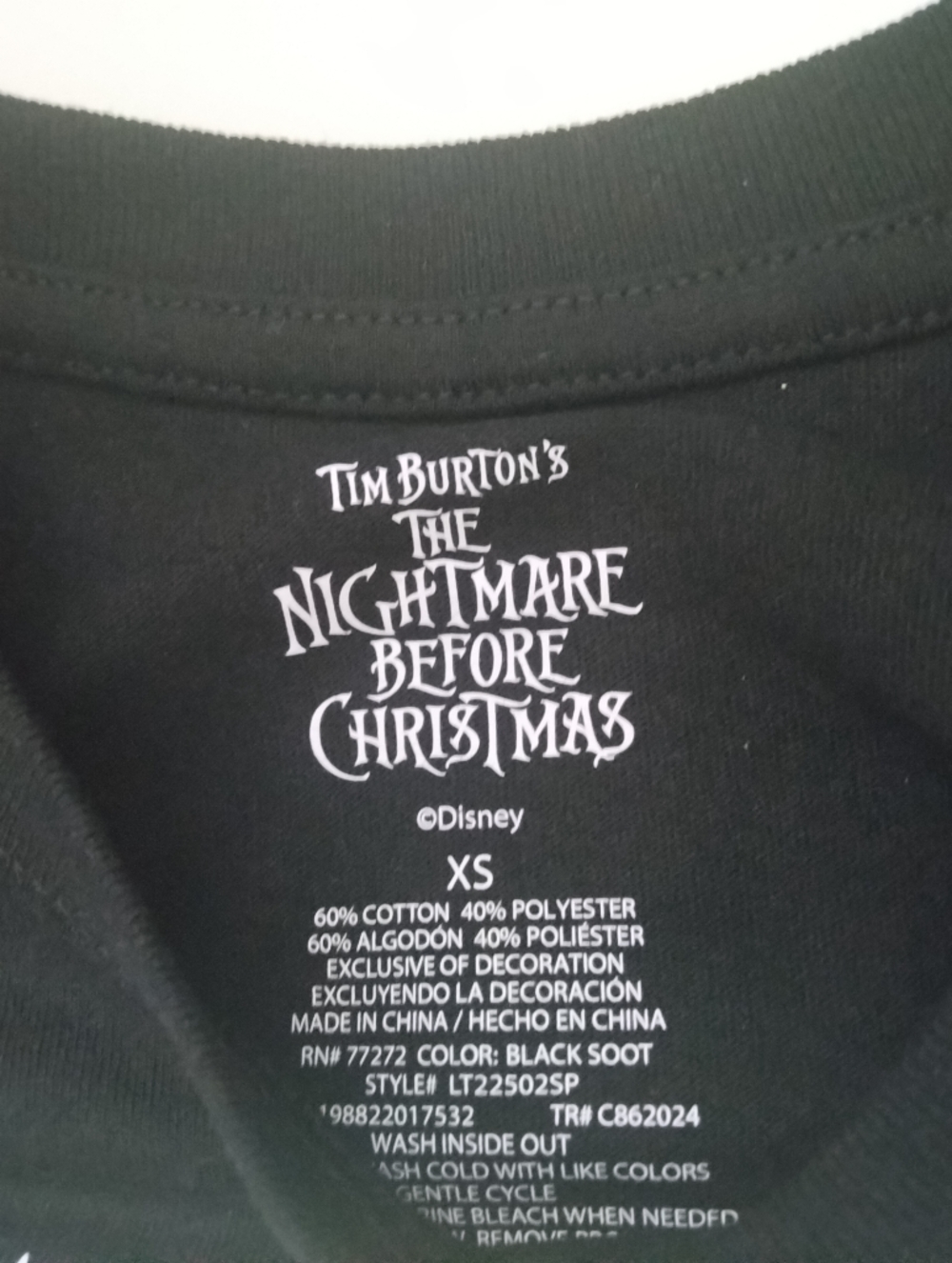 Disney The Nightmare Before Christmas Black Graphic T-Shirt Women's New Size XS - Picture 4 of 4